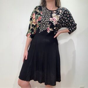 Vintage Mixed Print Floral Dress